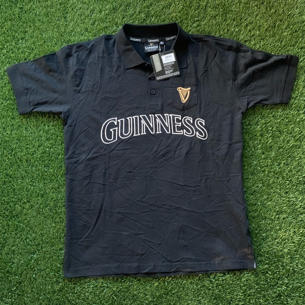🍺NWT Guinness Black Stitched Polo